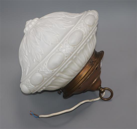 A white glass light fitting